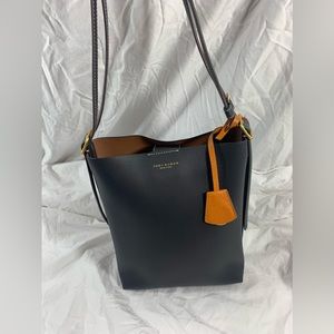 Genuine TORY BURCH Perry  bucket hobo bag black multi color